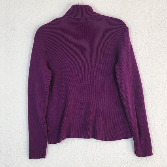 Lauren Ralph Lauren Women Sz L Purple Ribbed Turtleneck Sweater Old Money Preppy - Picture 2 of 9